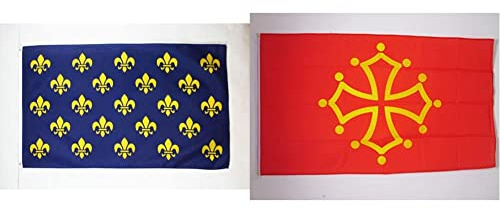 AZ FLAG Drapeau Fleur de Lys Bleu et Or 150x90cm - Royal Français 90 x 150 cm - Midi-Pyrénées - Occitanie - Occitan - Pavillon Haute Qualité