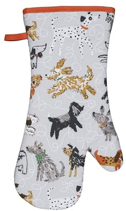 Ulster Weavers - Polka Dots & Dogs Gauntlet Oven Glove (37 x 20cm) - 100% Cotton - 1 Piece - Dog Oven Glove Heat Resistant - Washable - Dog Themed Oven Glove - Kitchen Accessories - Dog Lovers Gifts