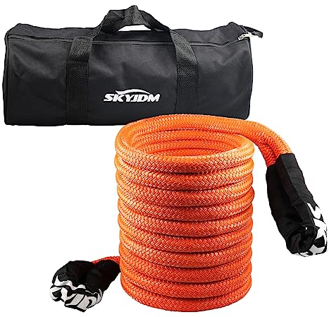 SKYJDM Kinetic Recovery Abschleppseil – robustes Schnappseil Power Stretch Snatch Strap für 4x4 LKW SUV ATV UTV Traktor (Orange, 2,5 cm x 9 m)