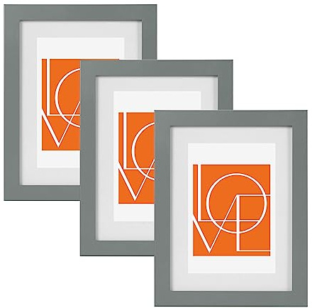 WOLTU Bilderrahmen 13x18, 3er set, MDF-Holz Fotorahmen mit Passepartout