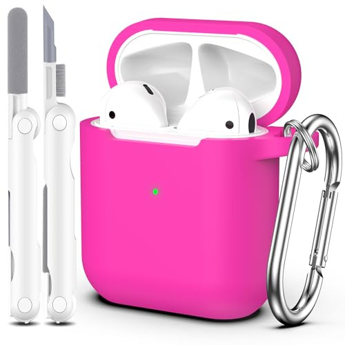 MHYALUDO Custodia per Airpods 1a/2a generazione (2016/2019),cover airpods | Custodia protettiva in morbido silicone per Airpods 1a/2a con LED visibile sulla parte anteriore, Rosa antico