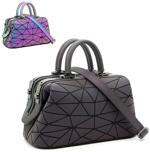 CAFINY Sac à main géométrique pour femmes, sacs à main lumineux, sacs à main à épaule, sacs à forme de ravioli réfléchissants et sac bandoulière holographique
