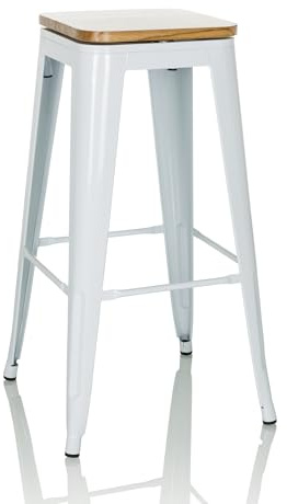 hjh OFFICE Barhocker mit Holzsitz, stapelbarer Hocker Industrial Design