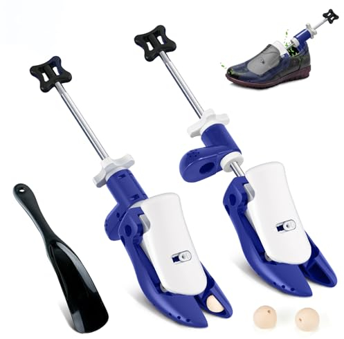 Masvan Shoe Stretcher for Men Women Thick Wide Feet, 6-Way Shoe Tree Expander Adjustable Length Width & Height, Sneakers Widener Spin Loosen Toe Box Heel High Instep (Blue for Women's Size UK 2.5-7)
