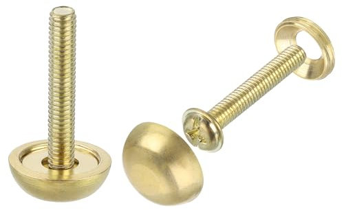 QUARKZMAN 4Pcs Vis Décoratives en Laiton avec Capuchons, 15 mm Vis pour Miroir avec Capuchon, Clous de Fixation pour Meubles Décoratifs, Couleur Or