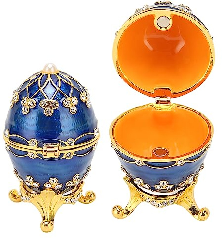 Yuecoom Emaillierte Schmuckschatulle, Eiförmige Kleine Schmuckschatulle, Ei-Schmuckschatulle aus Zinklegierung, Exquisite Schmuck-Ornament-Box Für Ringe, Halsketten, Ohrringe