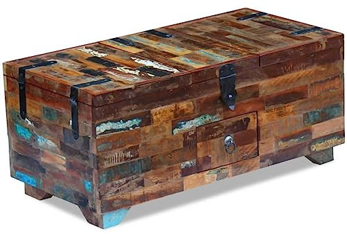 Willood Couchtisch Beistelltisch Sofatisch, Tisch Kaffeetisch Telefontisch Truhe Altholz Massiv 80x40x35 cm