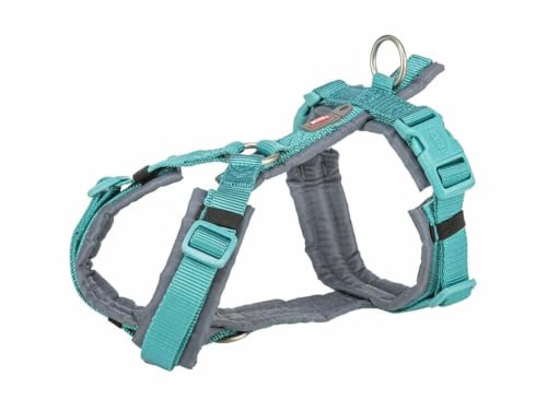 TRIXIE Premium Trekking Geschirr, S: 36–44 cm/15 mm, Aqua/Grafit