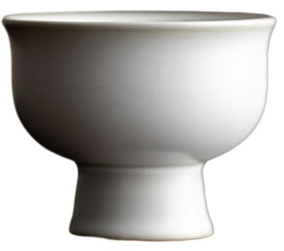 CAPIJIONG 45-145ml Antique White Pottery Tea Cup, Simple Pure White Tea Cup For Home Use-High foot tea cup (capacity 95ML)