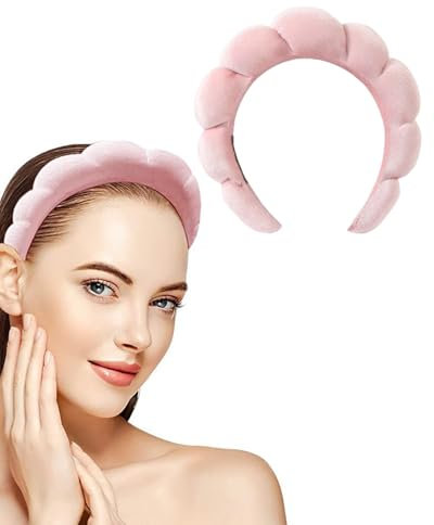 KGDUYC 1 Stück Damen Spa Stirnband Haarband Make up Haarband Weicher Haarreifen Haarschmuck Schwamm Hautpflege zum Waschen des Gesichts Make up Entferner, Dusche, Hautpflege - Rosa