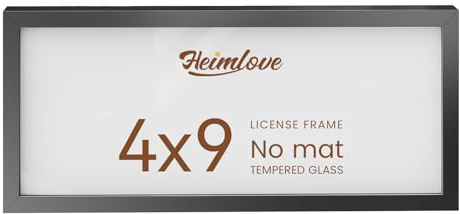 Heimlove 4x9 Aluminum Picture Frame,4 x 9 Business License Certificate with Real Glass,Tabletop Display,Mounting Horizontally or Vertically Decor for Wall-1Pack
