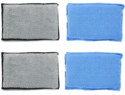NIYATA 4 Pcs Car Scrubbing Pads,Car Interior Scrubbing Sponge,Scrub Pads Car Detailing,Double-Sided Velvet Terry Cloth Sponge for Interior Cleaning,Leather,Vinyl,Plastic & Upholstery