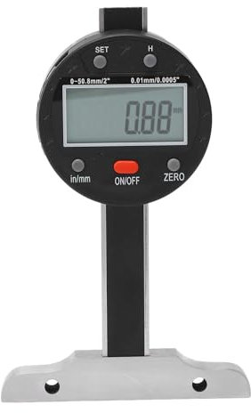 Profondimetro digitale, Indicatore elettronico di profondità con display LCD 0-50,8 mm, Strumento di misurazione della profondità ad alta precisione con interfaccia dati