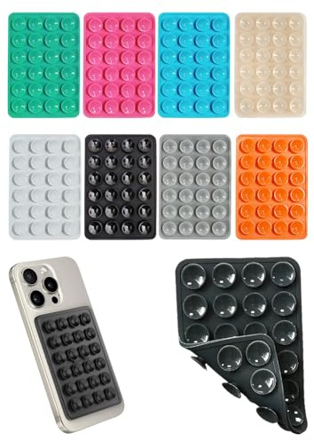 Yicoovey Lot de 8 supports à ventouse double face en silicone – Support universel pour téléphone portable avec base adhésive pour tous les modèles, inclus coques à ventouses et design antidérapant (8