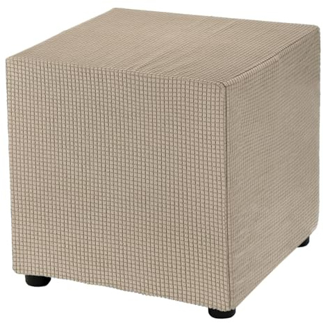 QUARKZMAN Schonbezug Hockerbezug, 33 * 33 * 38cm Hohe Elastizität Hocker Bezugfür Fußhocker, Stretch Bezug Waschbar Abdeckung Überzug Hocker Protector - Khaki