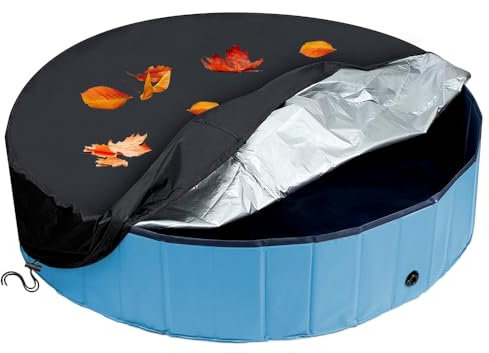 Junhui Housse de piscine ronde pour chien, housse de piscine pliable, résistante à l'eau et à la poussière, housse de pluie ronde avec cordon, 80 x 20 cm