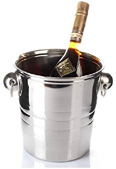 BLHKBAIKBN Cubo de Hielo de Acero Inoxidable Enfriador de Botellas de Vino y champán Acabado con Anillos Acanalados