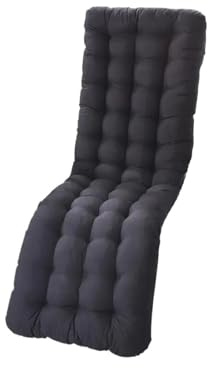 WAJJWI Deckchair Cushion Recliner Cushion Thickened Rocking Deckchair Comfortable Polyester Garden Pad Replacement Solid Color Beach Seat Pad Sunlounger(Black A)