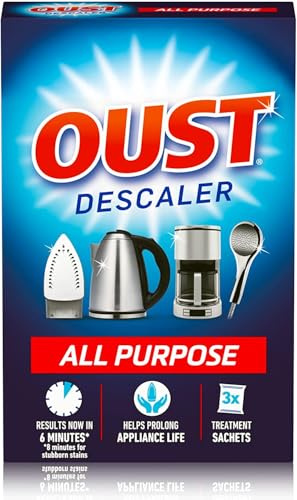 OUST All Purpose Descaler – 3 Sachets Powerful Limescale Remover for Kettles, Coffee Machines, Irons, Showerheads & More Fast-Acting & Eco-Friendly Formula