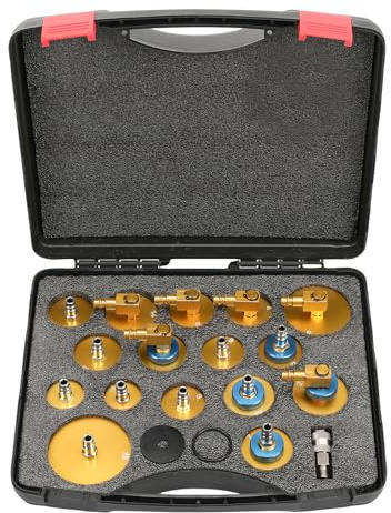 GEARMONSTER 17tlg Bremsenentlüftungsgerät Adapter Set Kfz Bremsenentlüfter Adapter mit Schnellkupplung, geeignet für die meisten Fahrzeuge – Flüssigkeiten entlüften & nachfüllen