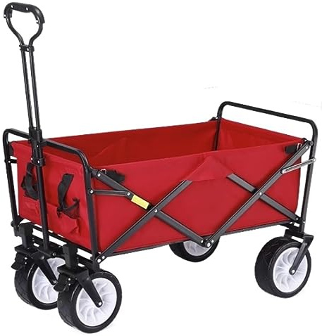Chariot de jardin robuste – Chariot de camping pliable avec 4 roues pour activités de plein air, excursions à la plage, jardinage et transport facile – Chariot utilitaire durable et polyvalent