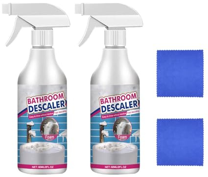 2PCS Bathroom Descaler Schaumreiniger mit Lappen – Reiniger für hartnäckige Flecken für Bad, Glas, Fliesen, Toilette & Küche – Leistungsstarker Kalkentferner & Allzweckreiniger