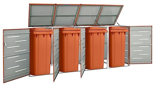 Générique Abri pour Quatre poubelles 276,5x77,5x112,5 cm INOX,Maison & Jardin,Produits ménagers,Accessoires pour conteneurs à déchets,Cache-conteneurs à déchets,Orange,69.6 KG,149565