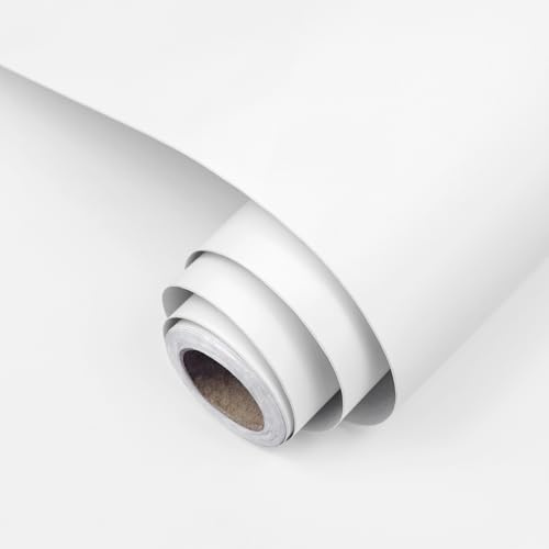 wishFIRE Papel de Pared Autoadhesivo Blanco Grueso 30 cm x 200 cm Acabado Mate y Moderno Removible Sin Huellas para Paredes Muebles Estanterías y Encimeras