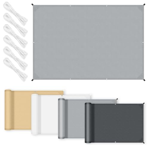 COOL AREA Toldo Vela Impermeable con Bordes Rectos Vela de Sombra Rectangular 1x2m Toldos Fibra de Poliéster PES con Protección UV para Patios,Terrazas,Jardines,Gris