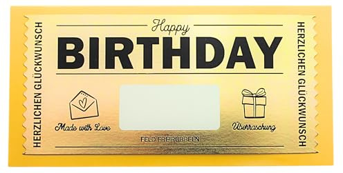 Gutschein zum selber ausfüllen mit Rubbelaufkleber - Rubbelkarte zum beschriften - Geschenke für Frauen, Geschenk für Freundin, Geburtstagskarte, Kinogutschein, Geburtstagsgeschenk inkl. Anleitung