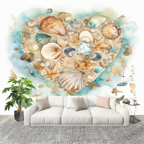 Fotomurales 200x140 cm OcéAno Conchas Marinas Animales Tema. Decoración Muro Murales Papel Pintado tejido no tejido Blanco Moderna Panoramico Fotográfico Adhesivos Impermeable Papel Tapiz