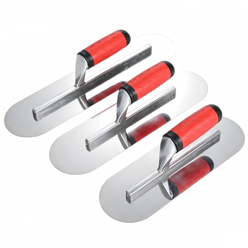 Pool Plastering Trowel 3 PCS Set, 300/350/400×100mm Fully Rounded Trowels | Ergonomic handle, ideal for for Plaster, Stucco, Cement Smoothing and Swimming Pool Deck Finishing