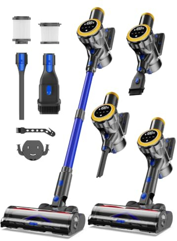 Ginaray Doré Aspirateur Balai sans Fil 580W, Poils D’Animaux & Tous Sols