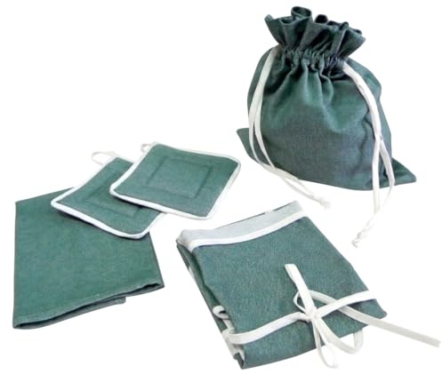 SET 4 PRODOTTI CUCINA LINEA COLOR (GREMBIULE, COPPIA PRESINE, STROFINACCIO, SACCHETTO PORTAPANE) COLORI A SCELTA