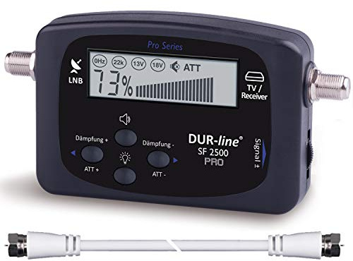 Dur-Line SF 24 x x – Satfinder – Mesure de exakten justierung Vos numérique Satellite antenne – avec Entrée Haute sensibilité – avec cble F et Parent Allemande (Français Non Garanti)