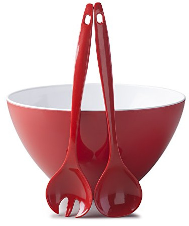Zeal G217RSET Salad Bowl and Server Set, Red