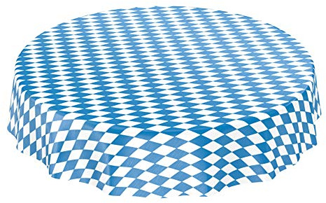 ANRO Wachstuchtischdecke Bayerische Raute Oktoberfest rund 140 cm | Kante: Schnittkante, Material: PVC-Beschichtung, Pflege: abwaschbar, wasserabweisend, Einsatz: Garten, Biergarten, Camping
