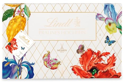 Lindt Schokolade - Hochfein Pralinen | 500 g | Pralinés-Schachtel im Meissner-Frühlingsdesign mit 50 Pralinen in 20 köstlichen Sorten mit und ohne Alkohol | Pralinengeschenk | Schokoladengeschenk