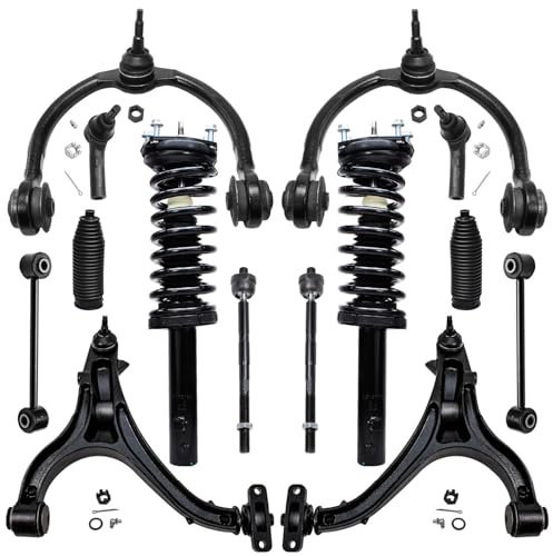 Detroit Axle - Front 14pc Suspension Kit 2005-2010 Jeep Grand Cherokee Commander, 2 Struts 4 Lower & Upper Control Arms w/Ball Joints 4 Tie Rods 2 Sway Bars 2 Boots 2006 2007 2008 2009 Replacement