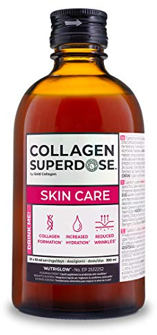 COLLAGEN SUPERDOSE BY GOLD COLLAGEN Skin Care - Collagene Integratore Antiage con Vitamina C, Integratore al Collagene Marino con Acido Ialuronico, Biotina e Zinco Capelli e Unghie, 300 ml
