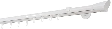 ondeco Gardinenstange auf Maß Innenlauf 20mm Rag 2-lauf Vorhangstange Wandträger 12cm Stilgarnitur mit Gleiter für Vorhänge Weiß 230cm