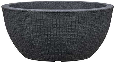 Scheurich Barceo Bowl 40, Pflanzschale/Blumentopf/Pflanzenschale, rund, Farbe: Stony Black, hergestellt mit recyceltem Kunststoff, 10 Jahre Garantie, für den Außenbereich, 18