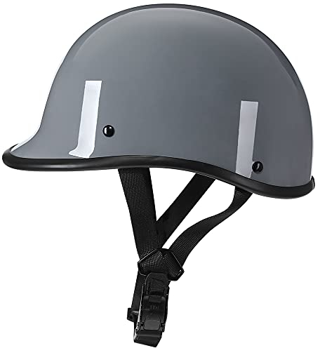 Woljay Helm Half Cap Vintage Shell Motorradhelm mit offenem Gesicht – DOT Geprüft (Extragroß, Grau)