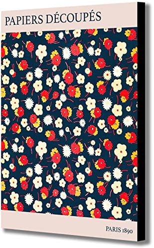 Cut Out Flowers Kunstdruck auf Leinwand, Motiv Papiers Decoupes Paris 1890, gerahmt, verschiedene Größen, A1, 81 x 61 cm