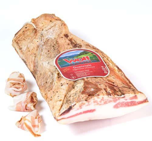 Wolf, Guanciale di Sauris Mit 100% Italienischem Fleisch, Leicht Geräuchert Mit Traditioneller Buchenholz-Räuchertechnik, Glutenfrei, Ganzen Vakuum 1,55 Kg (Garantiertes Mindestgewicht)