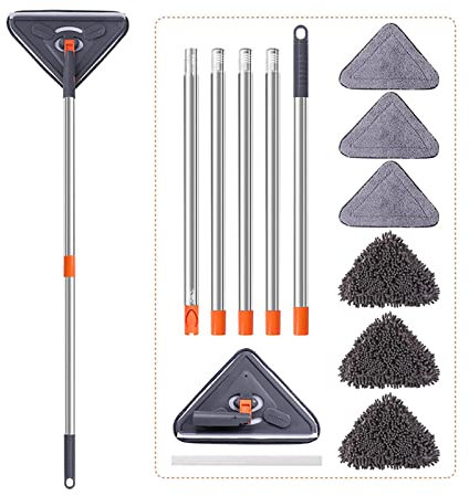 Frdun Microfiber Dust Floor Wipe Glass Cleaning Mop, Multifunctional Ceiling Wall Crevice Mop, Easy Installation Long Handle Mop for Baseboards Corners Under Bed