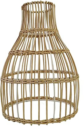 kowaku Geflochtene Rattan-Hängelampenabdeckung, Retro-Dekoration, gewebter Ersatz, handgefertigter Rattan-Lampenschirm, Lampenschirm für Wohnzimmer, 18 cm x 26 cm