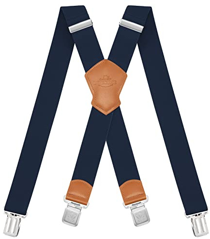 Dresime Bretelle da Uomo per pantaloni con 4 clip forti 4 cm di larghezza, per Uomini e Donne Grandi e alti Larghezza Regolabile di Elastiche e Forma a X Elastica
