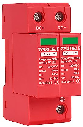 Surge Protective Arrester Device Rail Installation 2P DC SPD 1000V 600V Photovoltaic Lightning Protector House Surge Protective Low-Voltage Arrester Device 40KA (DC 600V)