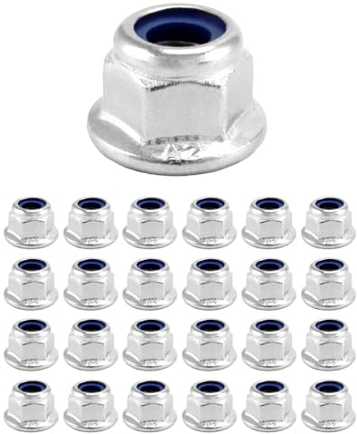 QWORK® 25PCS M6 Lock Nut with Nylon Insert - 304 Stainless Steel - 6mm Serrated Flange Hex Nut Self Locking Nut